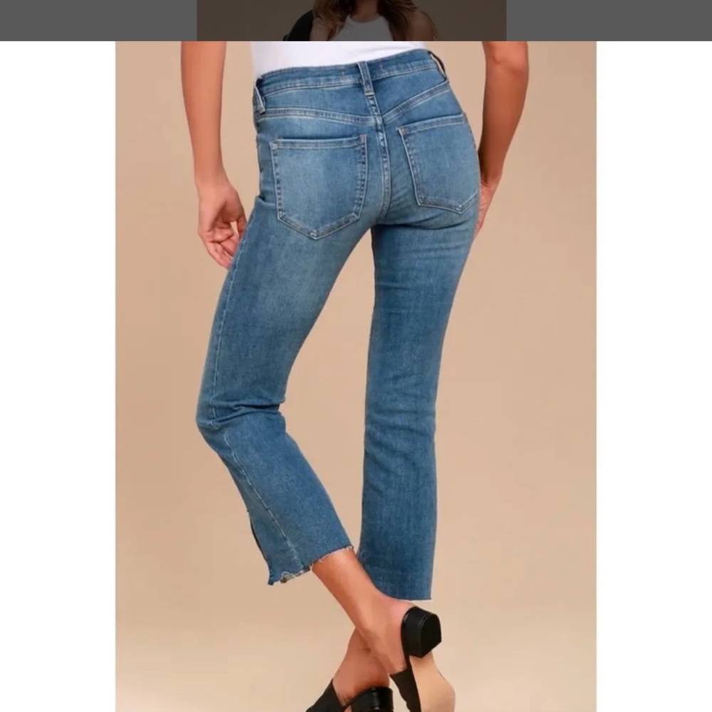 Free People 5 Button‎ Closure Split Front Crop Medium Denim Jeans Womens 28” - Picture 2 of 11